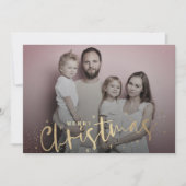 Elegant Vrolijk Kerstmis Groen Plaid & Foto Feestdagenkaart (Voorkant)