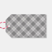 Elegant Vrolijk Kerstmis Script Grijs Plaid Vakant Cadeaulabel (Achterkant Horizontaal)