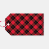 Elegant Vrolijk Kerstmis Script Red Plaid Cadeaulabel (Achterkant Horizontaal)