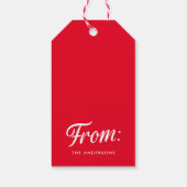 Elegant Vrolijk Kerstmis Script Rode Vakantie Cadeaulabel (Achterkant)