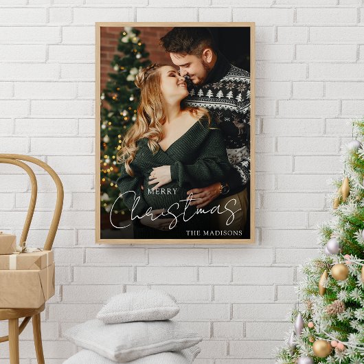 Elegant vrolijk kerstpaar foto Keepsake Poster
