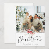 Elegant vrolijk kerstscript | Familiefoto Feestdagenkaart (Voorkant / Achterkant)