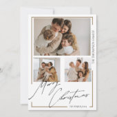 Elegant vrolijk kerstscript Multi Photo Feestdagenkaart (Voorkant)