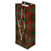 Elegant vrolijk kerstscript tartan rood wijn cadeautas (Achterkant Gekanteld)
