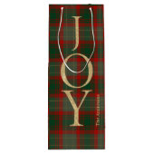 Elegant vrolijk kerstscript tartan rood wijn cadeautas (Achterkant)