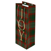 Elegant vrolijk kerstscript tartan rood wijn cadeautas (Voorkant Gekanteld)