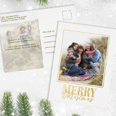 Elegant vrolijk kerstscript twee foto folie feestdagen briefkaart