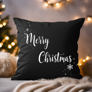 Elegant vrolijk kerstscript zwart gezin kussen