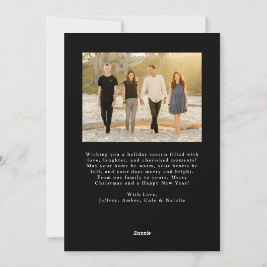 Elegant Vrolijk Kerstscript Zwart Lijst 2 Foto Feestdagenkaart (Achterkant)