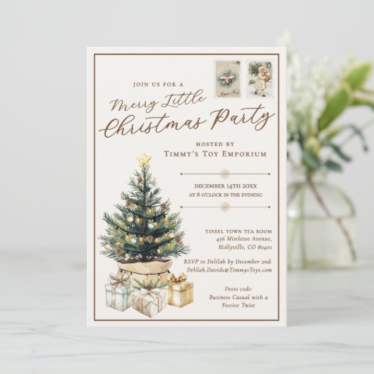 Elegant vrolijk klein zakelijk kerstfeest kaart (Staand voorkant)