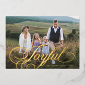 Elegant vrolijk script kerstfoto folie feestdagenkaart (Voorkant)