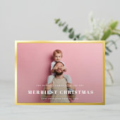 Elegant vrolijkste kerst | Gouden Foto Lijst Folie Feestdagenkaart (Staand Voorkant)