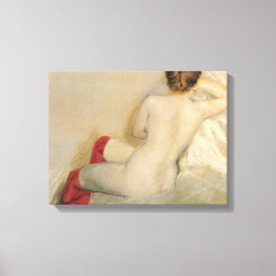 Elegant Vrouw Beauty met Rode Kousen Canvas Afdruk