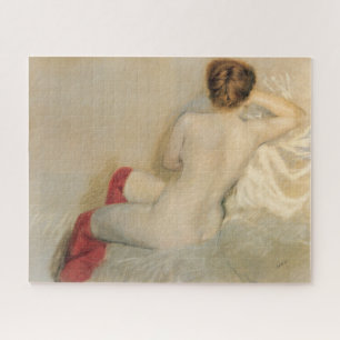 Elegant Vrouw Beauty met Rode Kousen Legpuzzel