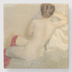 Elegant Vrouw Beauty met Rode Kousen Stenen Onderzetter