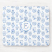 Elegant Vrouw Blue en White Ginger Jar Monogram Muismat (Voorkant)