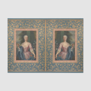  Elegant Vrouw Floral Blue Gold-ontkoppeling Tissuepapier