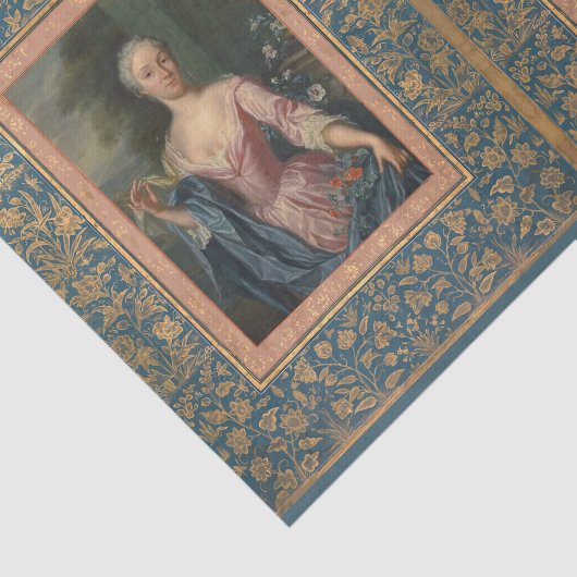  Elegant Vrouw Floral Blue Gold-ontkoppeling Tissuepapier (Detail)