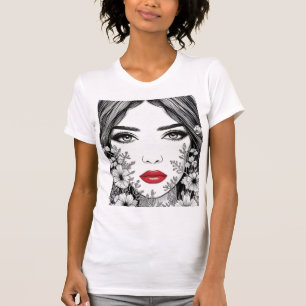 Elegant Vrouw Line Art Portrait – minimalistisch g T-shirt