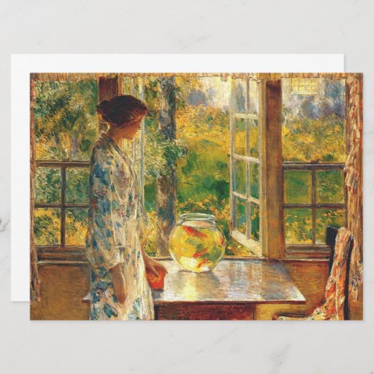 Elegant Vrouw met een Goldfish Bowl (Childe Hassam (Voorkant / Achterkant)