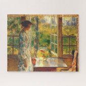 Elegant Vrouw met een Goldfish Bowl (Childe Hassam Legpuzzel (Horizontaal)