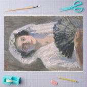 Elegant Vrouw met een zwarte ventilator (Fujishima Tissuepapier (Craft)