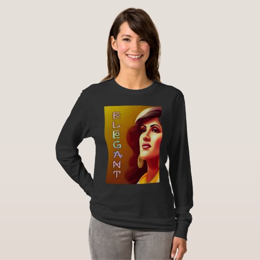 Elegant vrouw met mooie pose t-shirt (Voorkant volledig)