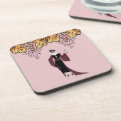 Elegant vrouw met ontwerp voor wijn bier onderzetter (Linkerzijde)