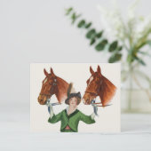 Elegant vrouw met paarden briefkaart (Staand voorkant)