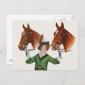Elegant vrouw met paarden briefkaart (Voorkant / Achterkant)