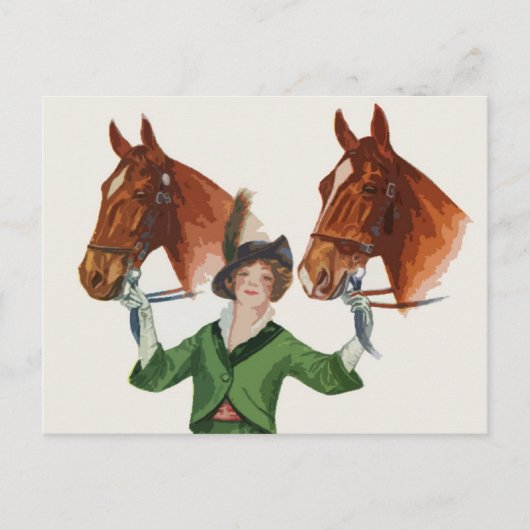 Elegant vrouw met paarden briefkaart (Voorkant)