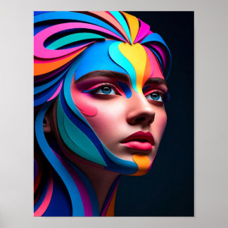 Elegant vrouwelijk abstract portret poster