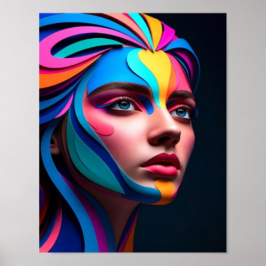 Elegant vrouwelijk abstract portret poster (Voorkant)