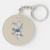 Elegant vrouwelijk bloemenboeket monogram sleutelhanger (Achterkant)