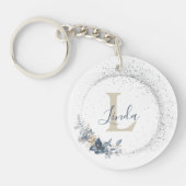 Elegant vrouwelijk bloemenboeket monogram sleutelhanger (Voorkant)