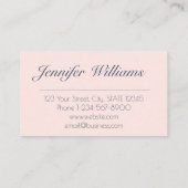 Elegant vrouwelijk marineblauw en blush roze bloem visitekaartje (Achterkant)