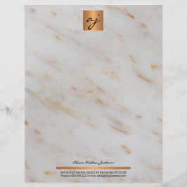 Elegant vrouwelijk marmer koper goud monogram briefhoofd