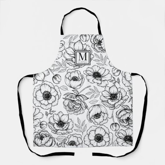 Elegant Vrouwelijk Monogram Schort (Voorkant)