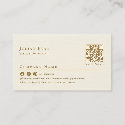 Elegant vrouwelijk romig goud glitter monogram visitekaartje (Achterkant)