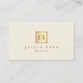 Elegant vrouwelijk romig goud glitter monogram visitekaartje (Voorkant)