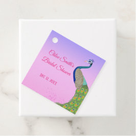 Elegant Vrouwelijke Bruidsdouche Pauwenthema Bedankjes Labels