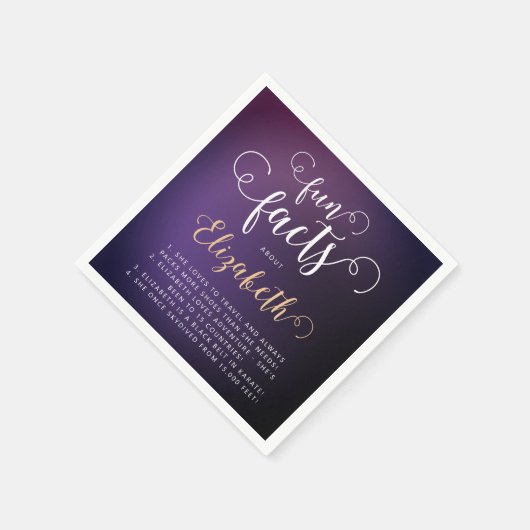 Elegant Vrouwelijke Paarse Leuke Feiten Wit Script Servet (Hoek)