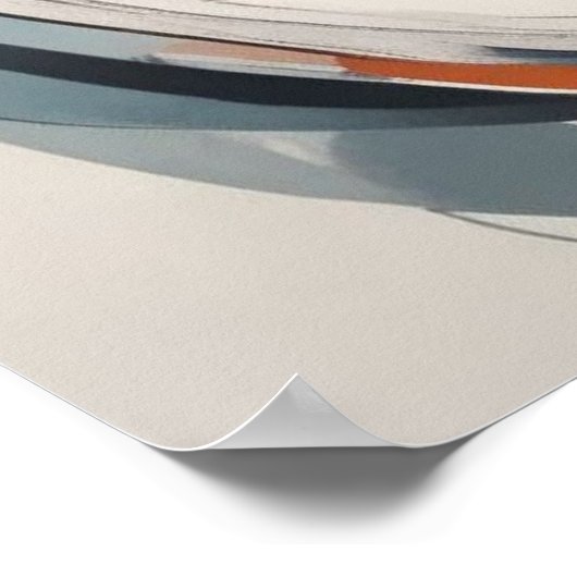 Elegant Vrouwen Gezicht Bruin Blauw Kunstwerk Abst Poster (Hoek)