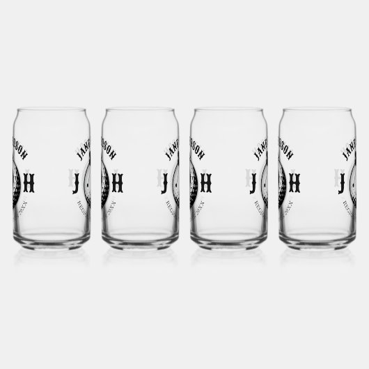Elegant Vrouwen Golf Monogram Ontwerp Blikvorm Glas (Rechts)