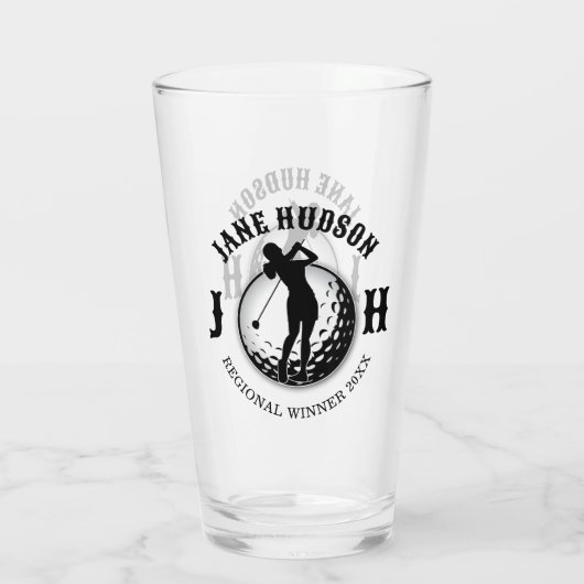 Elegant Vrouwen Golf Monogram Ontwerp Glas (Achterkant)