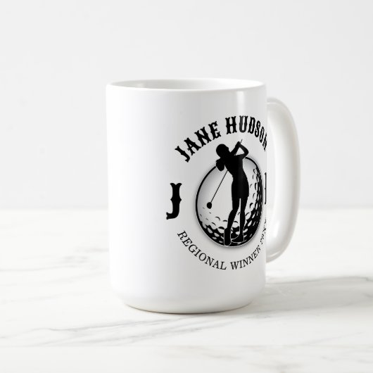 Elegant Vrouwen Golf Monogram Ontwerp Koffiemok (Voorkant rechts)
