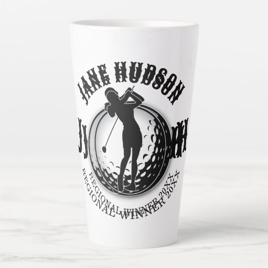 Elegant Vrouwen Golf Monogram Ontwerp Latte Mok (Voorkant)