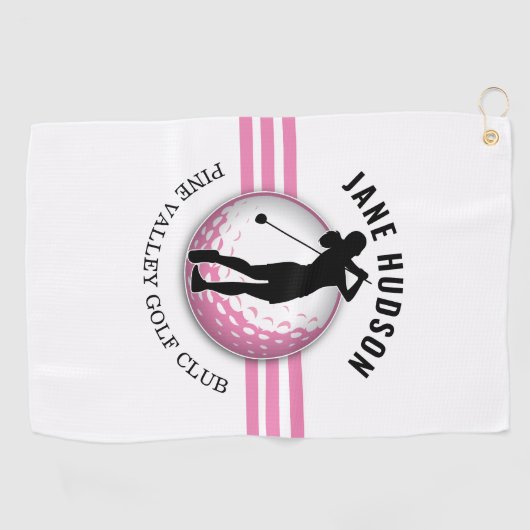 Elegant vrouwen golfer ontwerp golfhanddoek (Horizontaal)