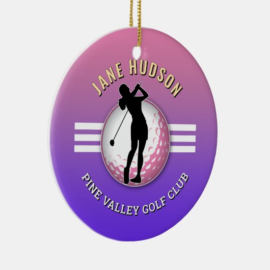 Elegant vrouwen golfer ontwerp keramisch ornament (Rechts)