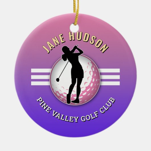 Elegant vrouwen golfer ontwerp keramisch ornament (Voorkant)